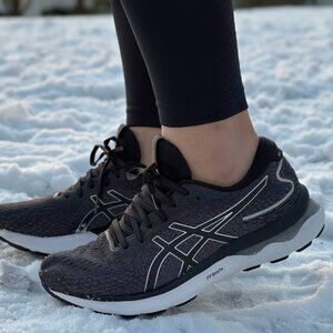 ASICS Women's Black White Gel-Nimbus 24 Lace-Up Low Top Running Shoes Size 9